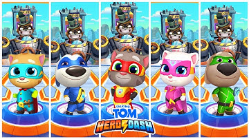Talking Tom Hero Dash: Unlock all the heroes & Defeat Every Boss in Superworld! - Gameplay