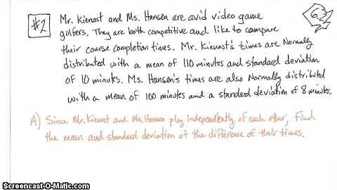 AP Stats:  Transforming and combining random variables