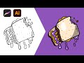 How to Draw Gooey PB&amp;J Sandwich in Adobe Illustrator on iPad - Full Tutorial🍞🥜🪼(Procreate Sketch) 4K