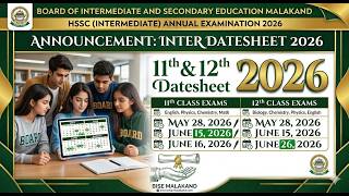 BISE Malakand Intermediate Datesheet Schedule 2026 | HSSC Annual I & II Date Sheet BISE Malakand Intermediate Datesheet Schedule 2026 | HSSC Annual I & II Date Sheet