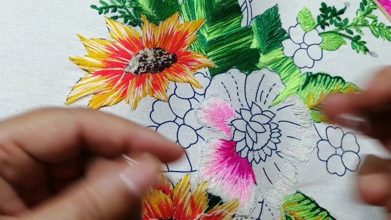 Como bordar flor difuminada Sonia R.A. - YouTube