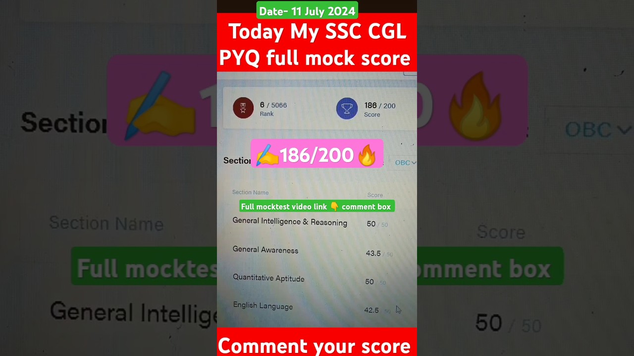 Today My SSC CGL Mocktest Score ssc ssccgl ssccgl2024 score Today My SSC CGL Mocktest Score ssc ssccgl ssccgl2024 score