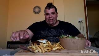 Tasty, Delicious Greek Dinner, Beef, Fries, ?Salad and ?Pepsi. ASMR, MUKBANG ENJOY!!(No Talking)
