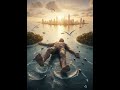 Giant Person Lying Across the Ocean