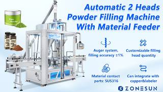ZONESUN ZS-FM5D Automatic Vertical Double Head Jar Bottle Spice Auger Powder Filling Machine