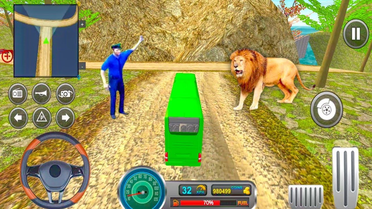 Uphill Off-road New School Bus Driving Simulator - Mountain Dangerous Road - Android IOS Gameplay