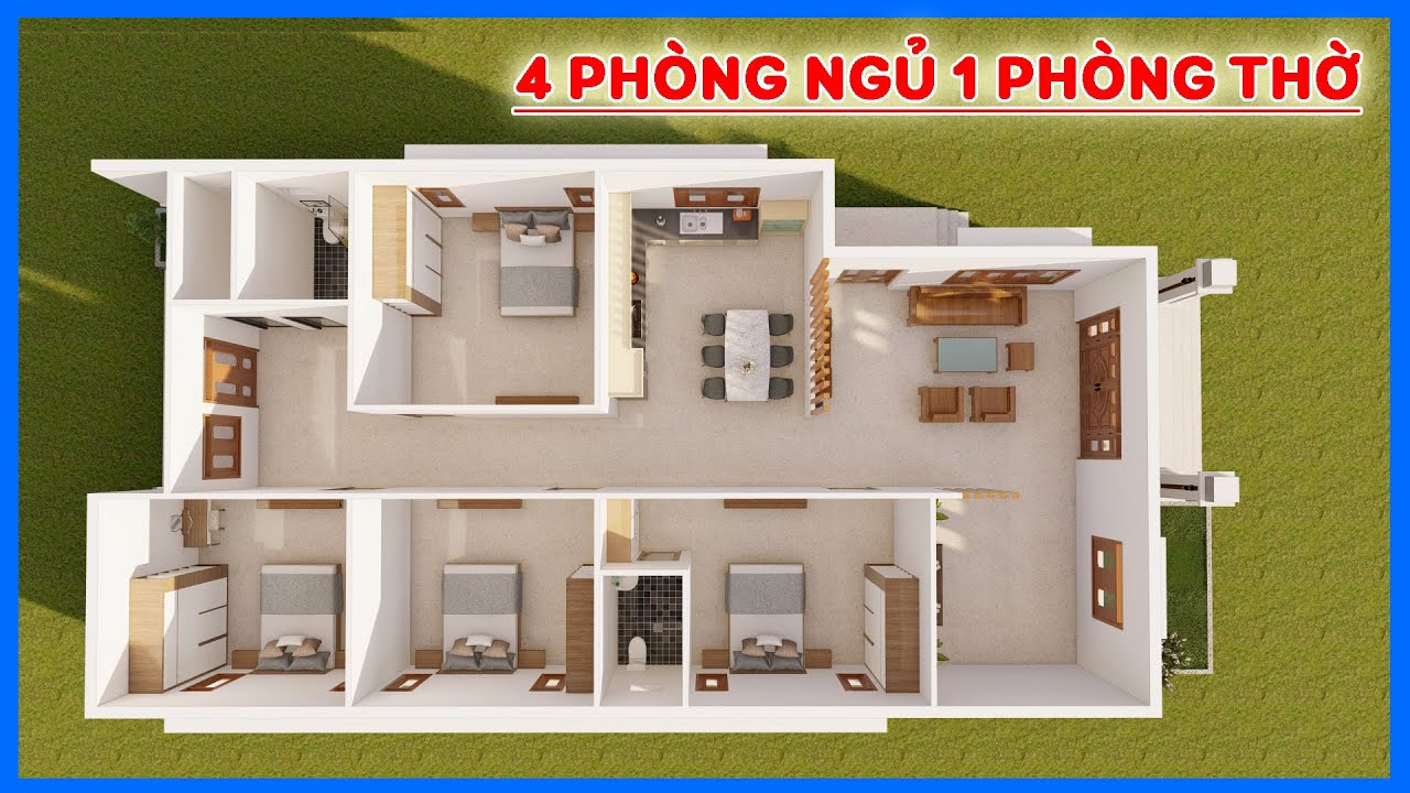 Nhà Cấp 4 Mái Thái 4 Phòng Ngủ 1 Phòng Thờ Thoáng Đẹp Tiện Nghi | Kiến Trúc  Nhà Việt - Youtube