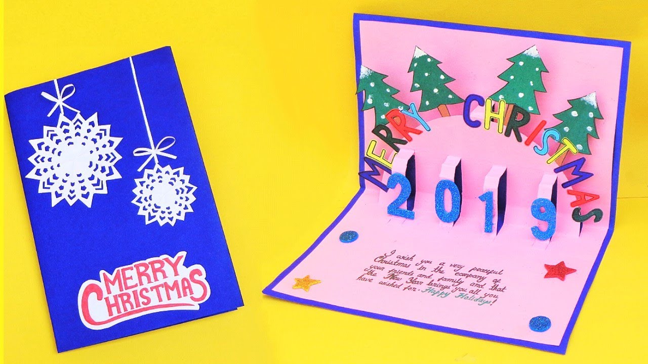 DIY 3D Christmas Pop Up Card | How to make 3D Christmas Greetings Card ...