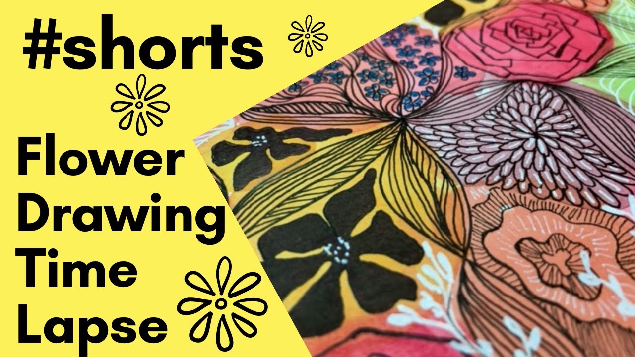 #shorts Colorful Flower Drawing Time Lapse