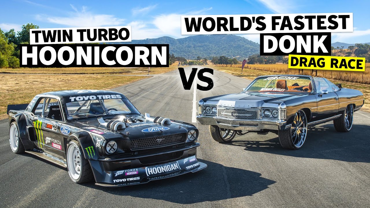  World’s Fastest Donk (1,500hp) Vs Ken Block’s 1,400hp AWD Ford Mustang // Hoonicorn vs The World