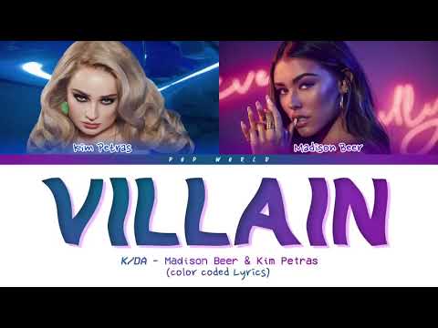 K DA   VILLAIN (Lyrics) ft  Madison Beer & Kim Petras (Color Coded)