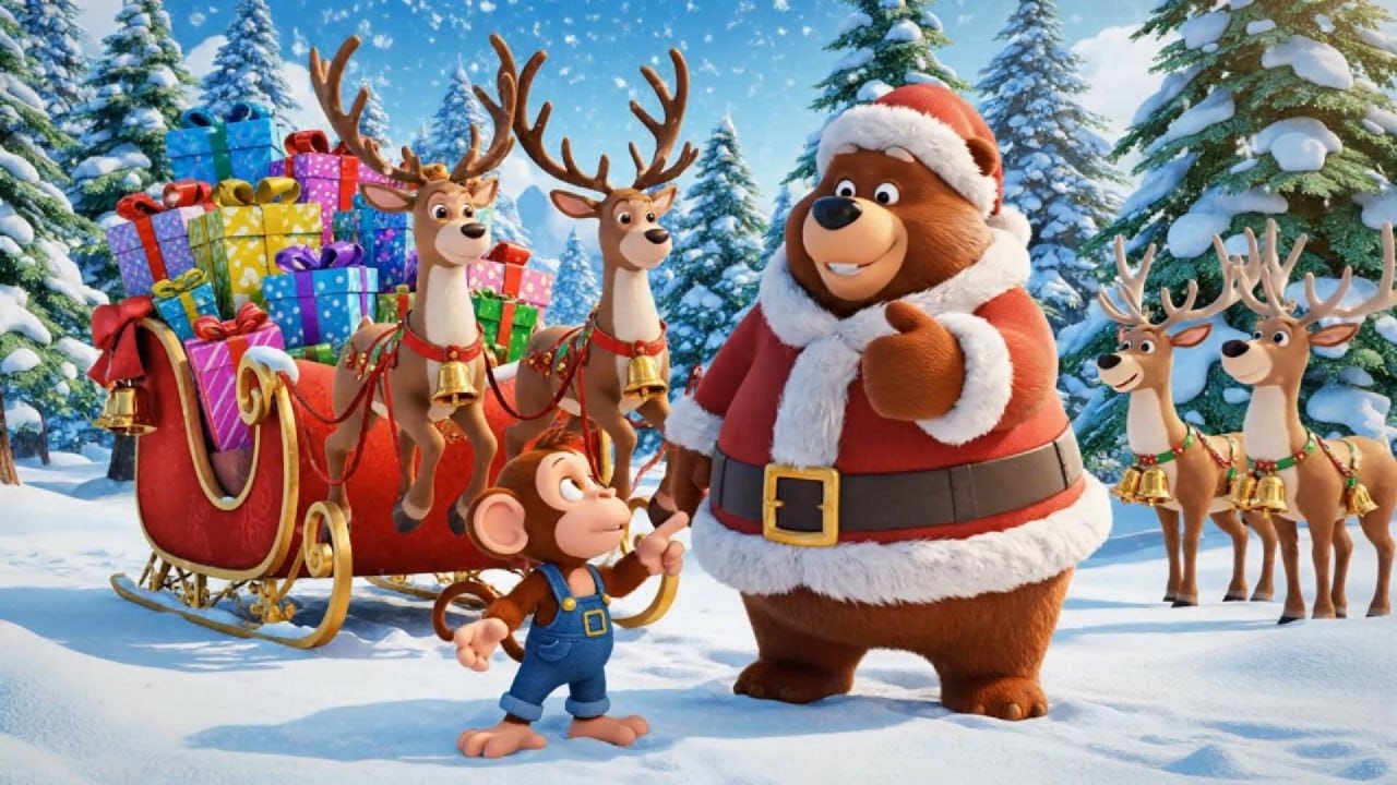A Warm Christmas with Baby Monkey and Bear Santa | Kids Storytime