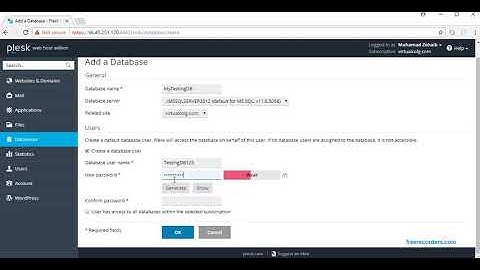 Plesk -  Part 2 -  How to create or Add new database
