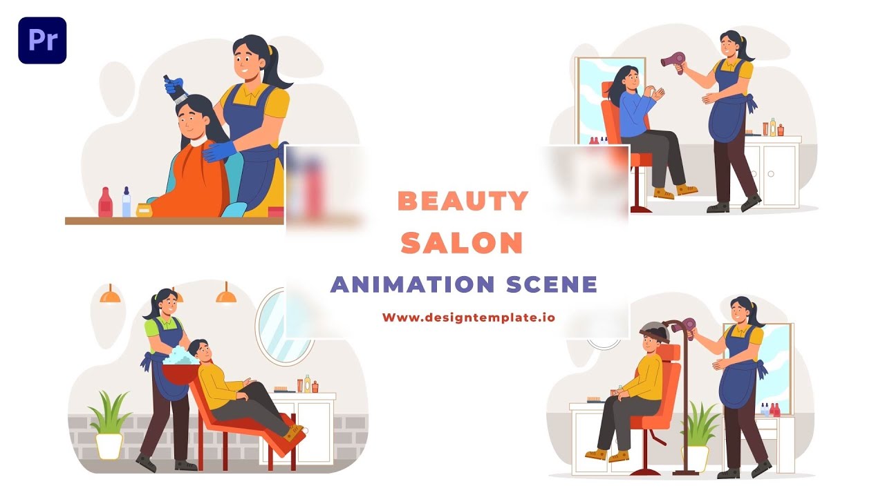 Create A Beauty Salon Animation Scene Premiere Pro Template - YouTube