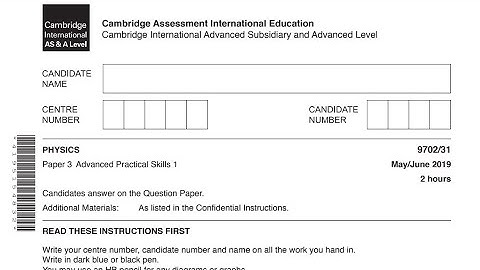 9702/31 - Paper 3 - May/June 2019 Cambridge Internasional AS&A Level