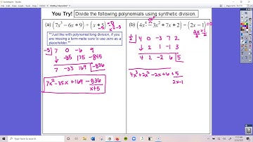 Dividing Polynomials Part 2 (Synthetic Division)