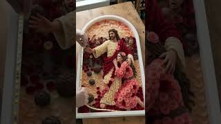 Stunning Jesus Protecting The Woman Caught In Adultery Made With Epoxy Red Rose   Diy Resin Pour