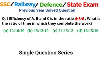 Efficiency of A, B and C is in the ratio 4:5:6. What is the ratio of time in which they complete the
