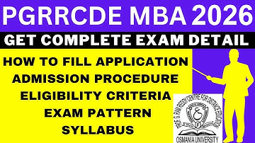 PGRRCDE MBA 2026 Notification (Out), Application, Dates, Eligibility, Syllabus, Pattern, Admit Card
