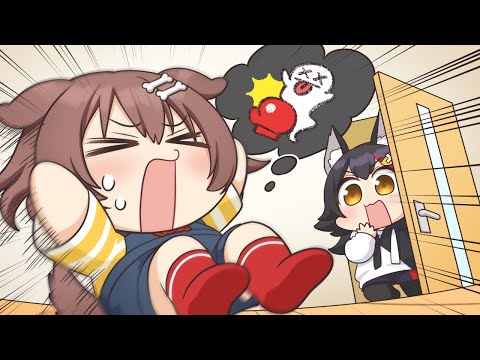 【手描き】ホラゲ前に腹筋するころさんを目撃してしまうミオしゃ【戌神ころね/大神ミオ/ホロライブ切り抜き】