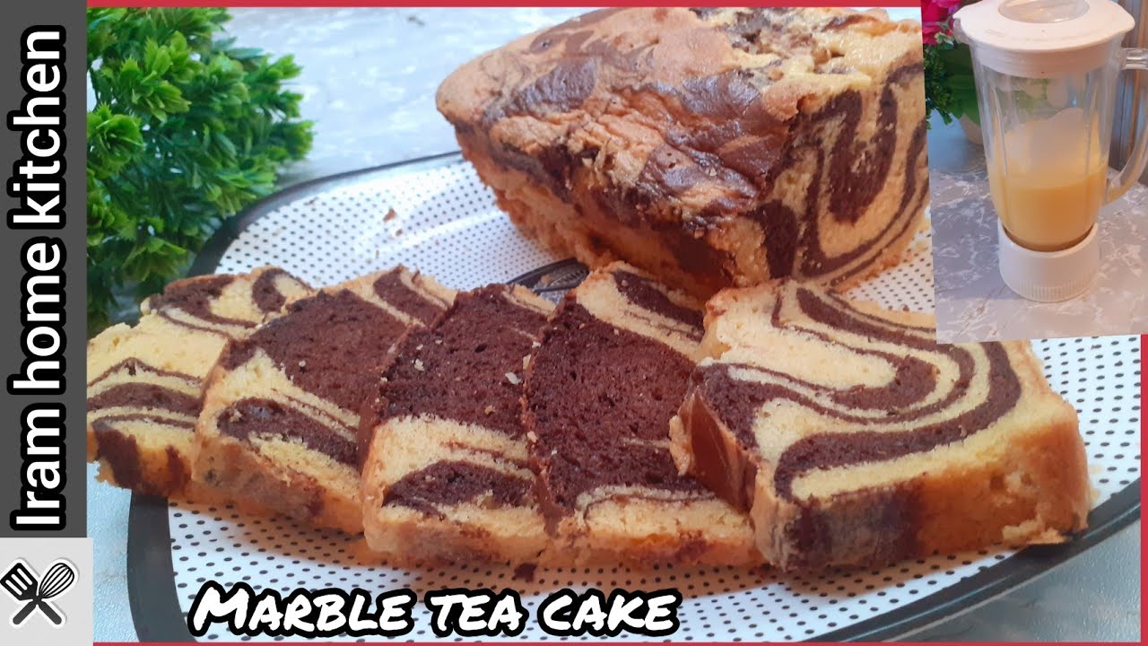 Marble tea cake! Soft &spongy without beater,make in blender!recipe by ...