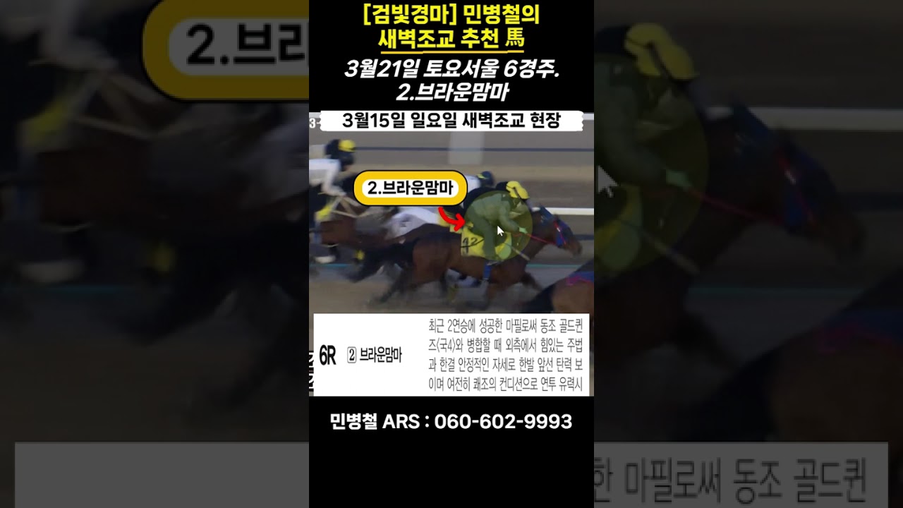 #3월21일 토요일!민병철의 새벽조교 우수馬!