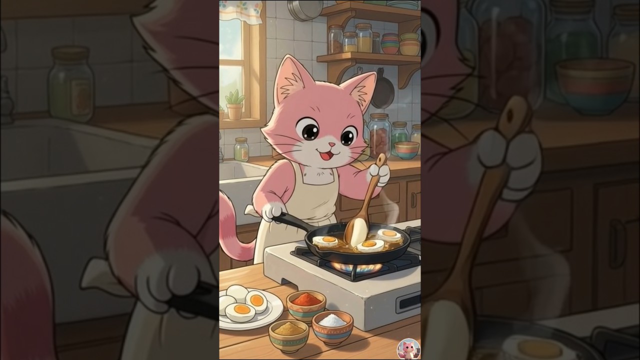 meow meow making eggs fry