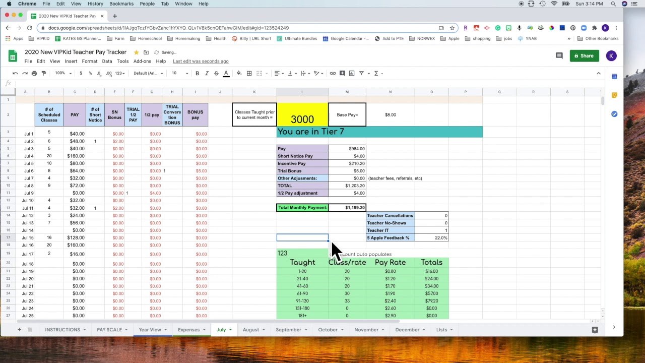 VIPKID New 2020 Incentive Pay Income and Expense Tracker