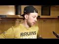 Joe Sacco and Elias Lindholm speak to the media following the Bruins 4-1 win in Pittsburgh.