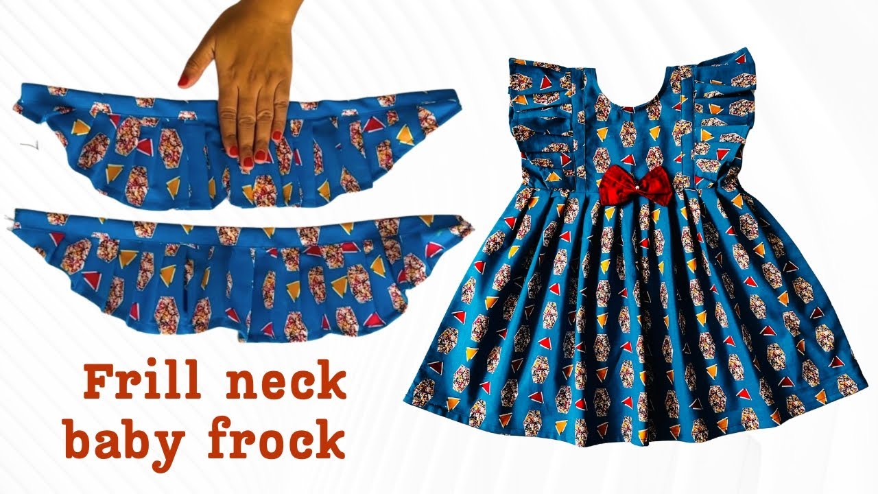 Frill neck baby frock cutting and stitching / baby frock cutting and stitching