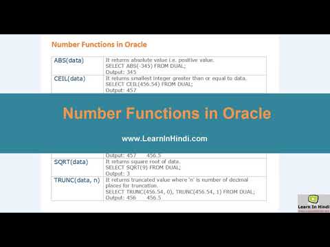 Number Functions in Oracle