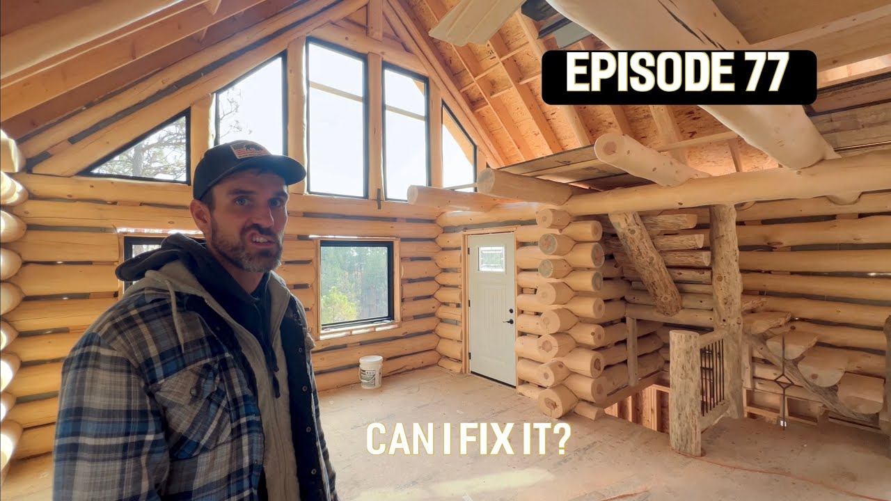 Off Grid Log Cabin Build- Doors installed - YouTube