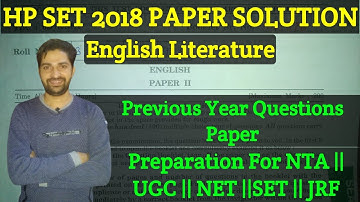 HP SET 2018 PAPER SOLUTION || SOLVING PYQ || FOR NTA UGC NET SET JRF PAPER II || HP SET ENGLISH