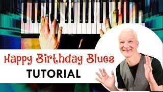 Video thumbnail of "Happy Birthday To You , Bluesy Version, Piano Tutorial"