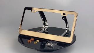 KA DEPOT Rose Gold Chrome License Plate Frame   Metal Screw Cap Set