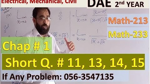 Lec. 22 | DAE 2nd Year Math | Short Q 11 13 14 15 | Functions and Limits | Math 213  233 | Ch # 01 |