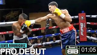 FULL FIGHT - ELIVS RODRIGUEZ BATTERS \& STOPS OPPONENT STANDING IN PRO DEBUT