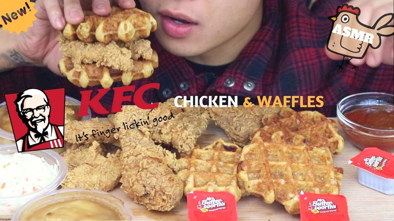 ASMR NEW KFC CHICKEN & WAFFLES MUKBANG - No Talking MESSY & CRUNCHY EATING SOUNDS 먹방