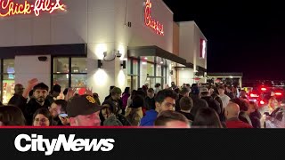 Massive turnout for Chick-fil-A opening day in Calgary
