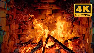 Warm Fireplace Burning 4K UHD & Crackling Fire Sounds 3 Hours 🔥 Cozy Relaxing Fireplace Ambience