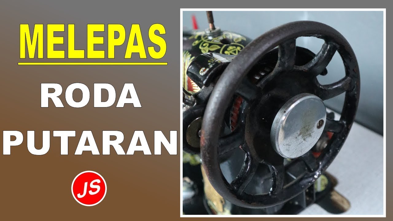 Melepas Dan Memasang Roda Putaran Kepala Mesin Jahit Hitam Klasik Rumahan