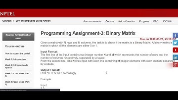 Joy of Computing using Python | Week 7 Programming Assignment-3: Binary Matrix Solution