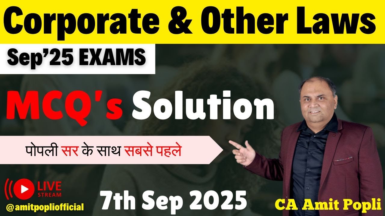 CA Inter Corporate & Other Laws | MCQ’s Solution | Sep 25 Exam | CA ...