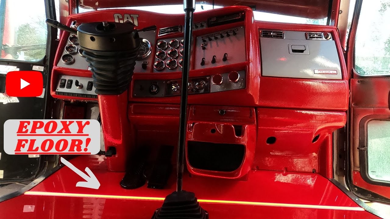 KENWORTH CUSTOM EPOXY FLOOR AND DASH! (INSTALLING A EPOXY FLOOR ON A