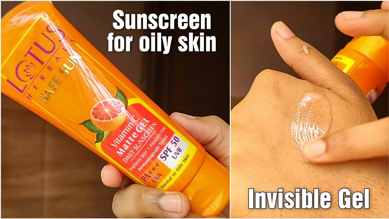 GEL BASED SUNSCREEN❓Lotus Herbals Vitamin C Matte Gel Sunscreen Review✨Lotus  Sunscreen for Oily Skin - YouTube