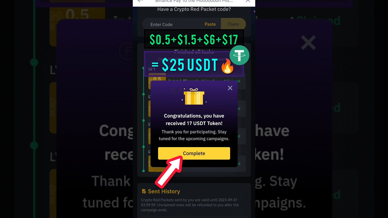 Received 25 USDT || Binance Crypto Box Red Packet Payment Proof || Redeem  Free USDT - YouTube