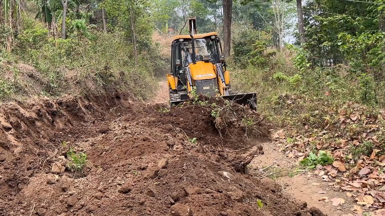 Mountain Village Connecting Road-Through Jungle-Reworking with JCB Backhoe