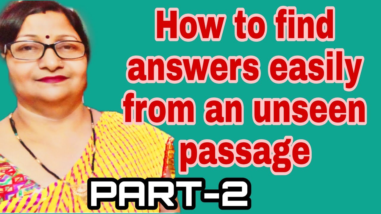 How To Find Answers Easily From An Unseen Passage YouTube