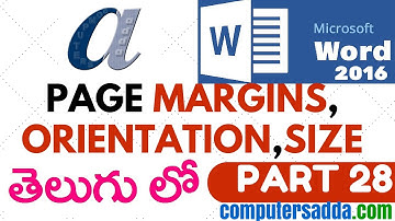 Ms-word 2016 in Telugu 28 (Page Margins, Orientation, Size) (www.computersadda.com)