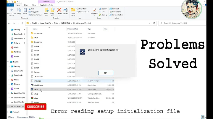 Error reading setup initialization file